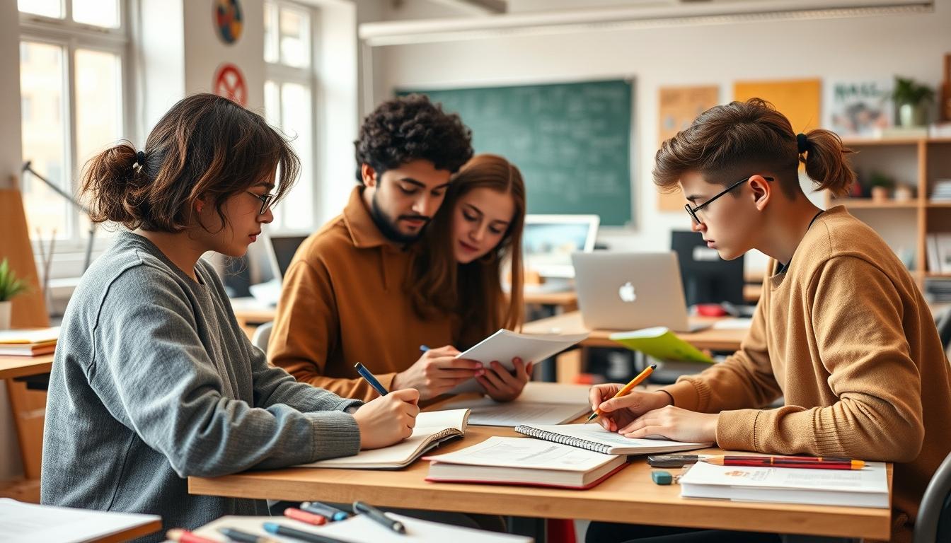 Student preparing for exams with study materials